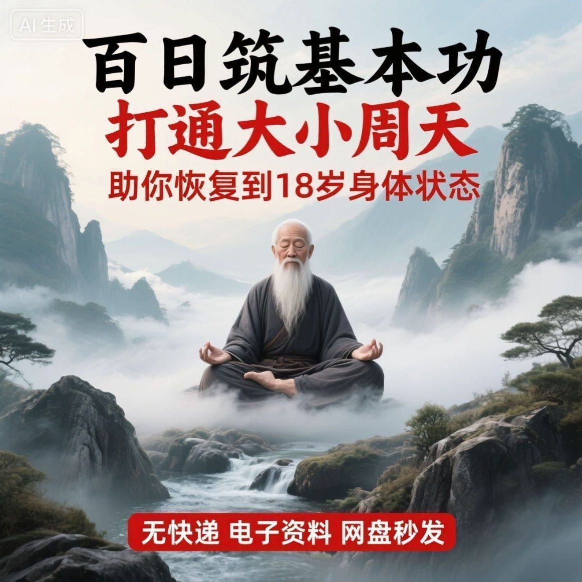 百日筑基功打通大小周天电子版视频课程动功通脉秘传心法打坐讲解-虚拟货源仓