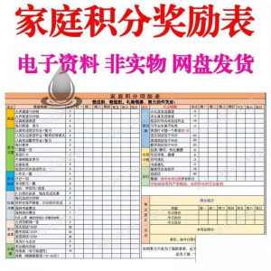B267家庭积分奖励儿童惩罚积分表小学生儿童自律表可打印电子模板-虚拟货源仓