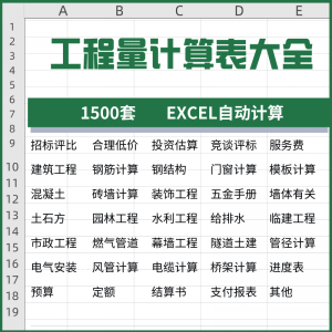工程量计算表格软件大全钢结构土建安装路桥市政装修建筑预算造价-虚拟货源仓