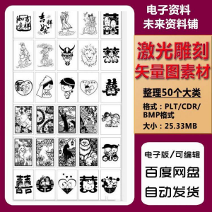 激光雕刻打刻机素材大全刻字图案模板集合plt格式CDR矢量设计文件-虚拟货源仓
