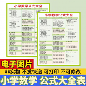 小学生数学1-6年级公式大全学习挂图电子版图片素材打印资料A3A4-虚拟货源仓