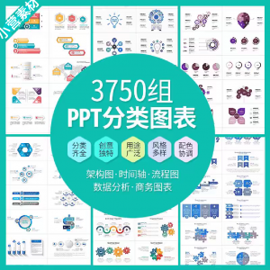PPT分类图表数据分析商务会议架构流程图标商业统计矢量模板素材-虚拟货源仓