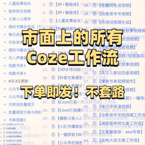 扣子coze工作流150+套成品模板直接导入AI智能体搭建从入门到精通-虚拟货源仓