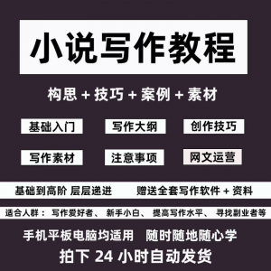 零基础小说写作教程网文新手创作技巧自学入门视频课素材大纲软件-虚拟货源仓