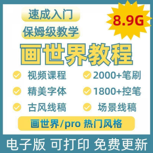 画世界教程视频pro板画零基础入门笔刷素材线稿手绘插画控笔训练-虚拟货源仓