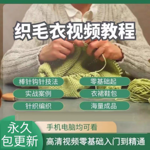 织毛衣教程视频零基础教学传统手工棒针钩针毛线编织婴儿针织围巾-虚拟货源仓