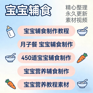 宝宝婴儿辅食制作全套教程配方视频自学方法食谱营养方法教程素材-虚拟货源仓