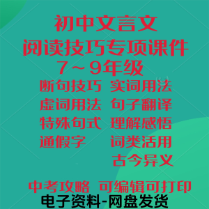 初中中考文言文阅读技巧教学课件PPT电子实虚词类活用法翻译断句-虚拟货源仓