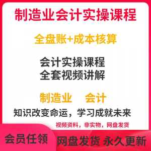 工厂制造业企业会计实操课程视频全盘账成本核算纳税申报成本教程-虚拟货源仓