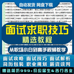 求职面试技巧视频课程简历包装职业规划应酬谈判辅导干货培训指导-虚拟货源仓