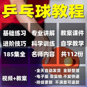 乒乓球教程少儿成人直拍横拍训练方法技巧自学教学教案视频课程-虚拟货源仓